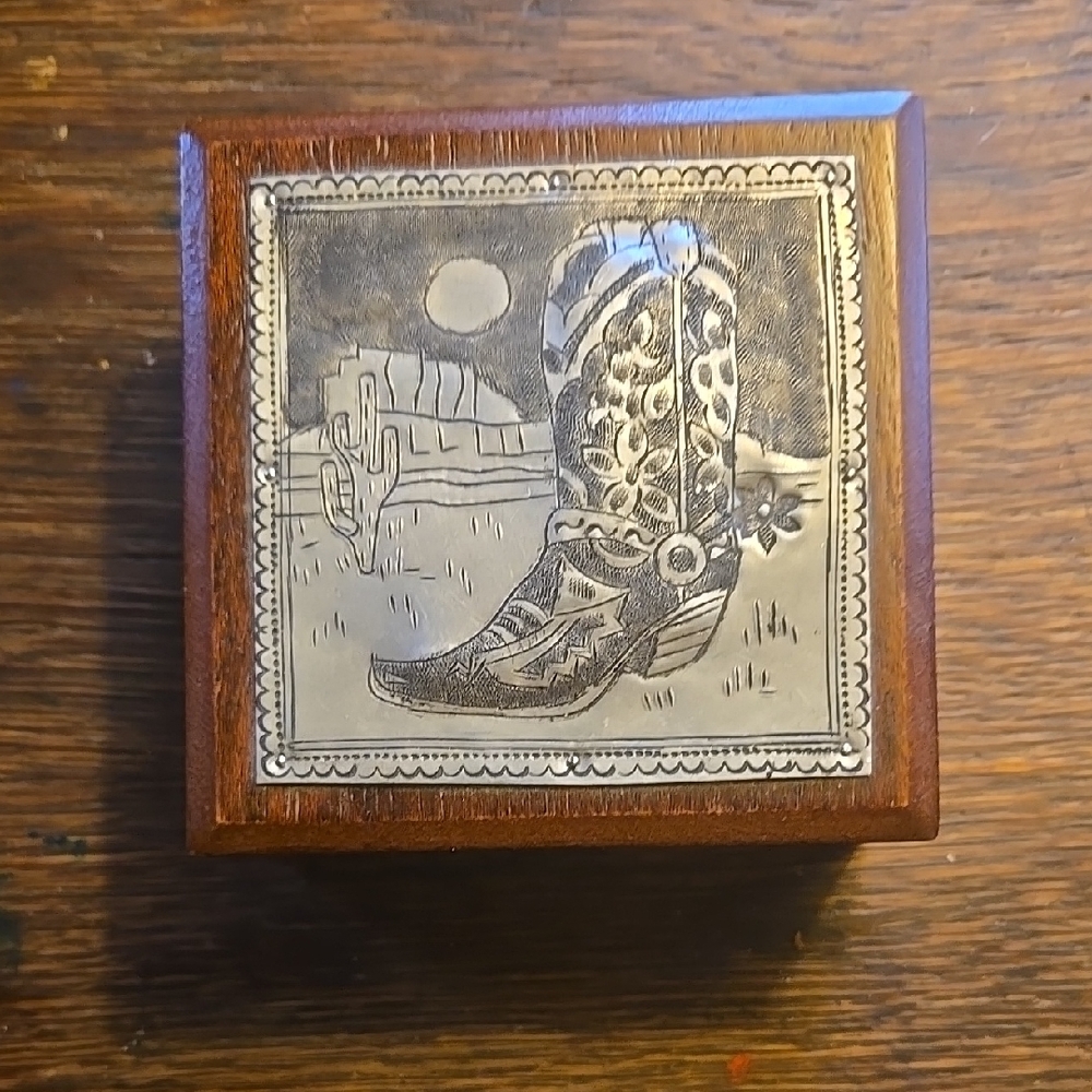 Western Cowboy Boot Trinket Box